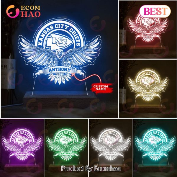 NFL Kansas City Chiefs Custom Name Arcylic LED Night Light Lamp
