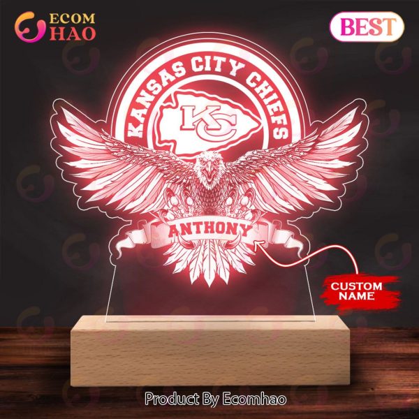 NFL Kansas City Chiefs Custom Name Arcylic LED Night Light Lamp
