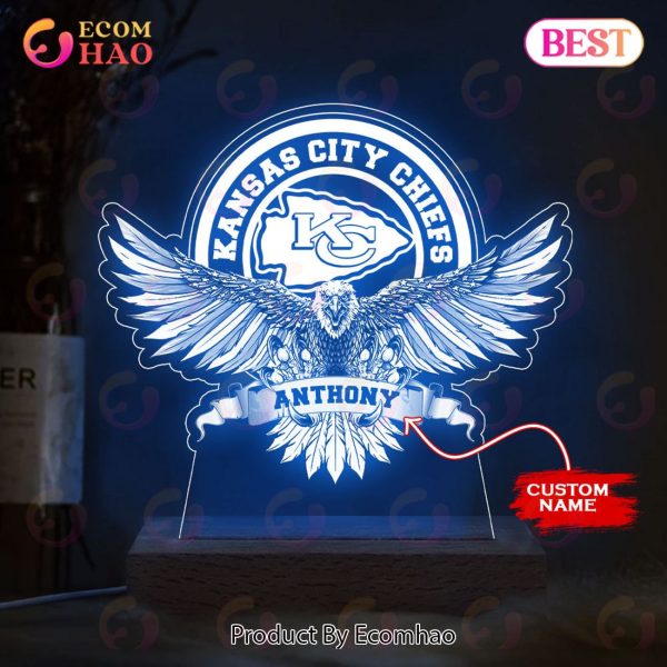 NFL Kansas City Chiefs Custom Name Arcylic LED Night Light Lamp