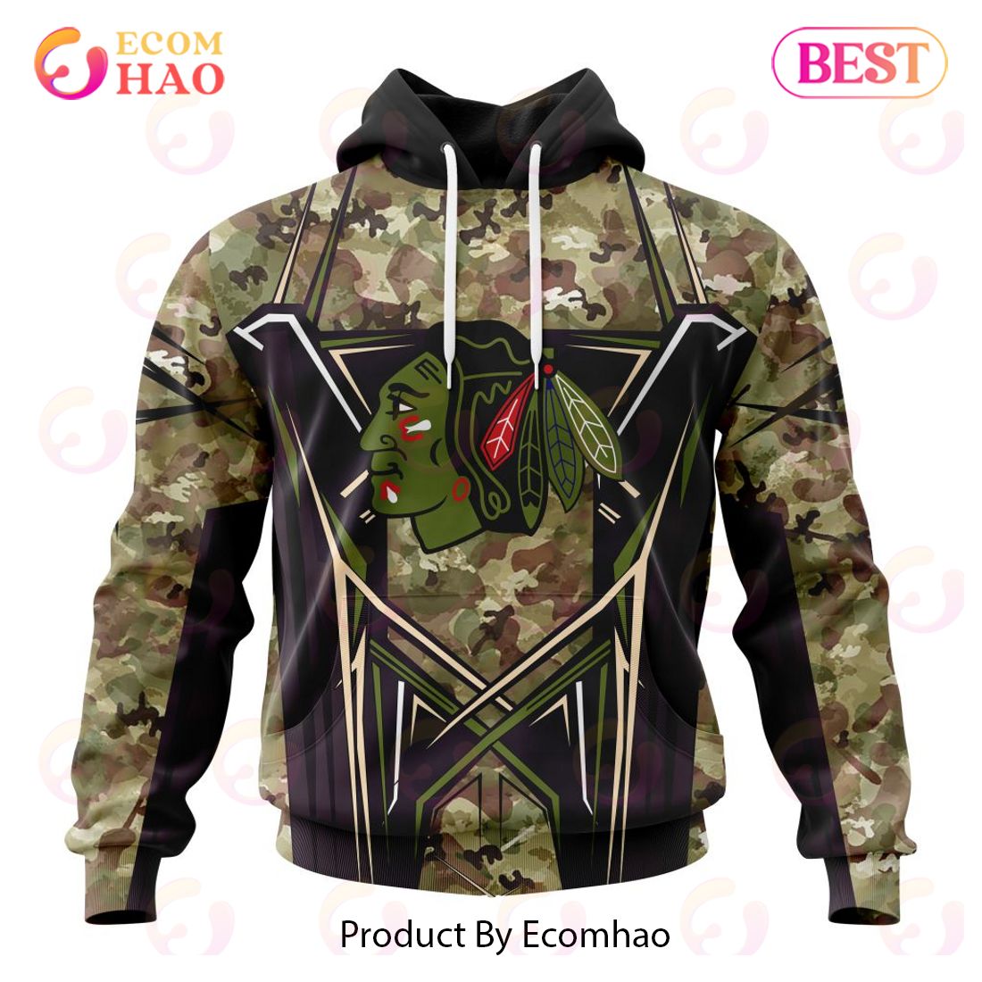 NHL Chicago Blackhawks Special Camo Color 2023 Design 3D Hoodie