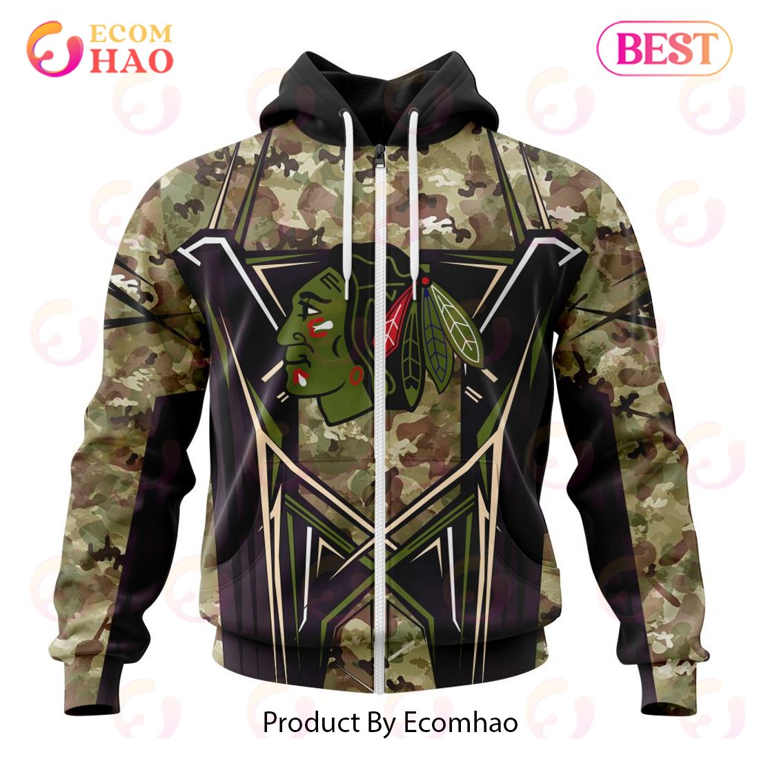 NHL Chicago Blackhawks Special Camo Color 2023 Design 3D Hoodie