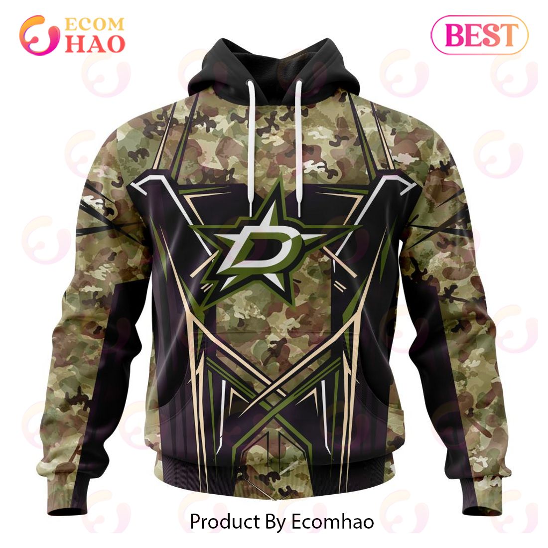 NHL Dallas Stars Special Camo Color 2023 Design 3D Hoodie