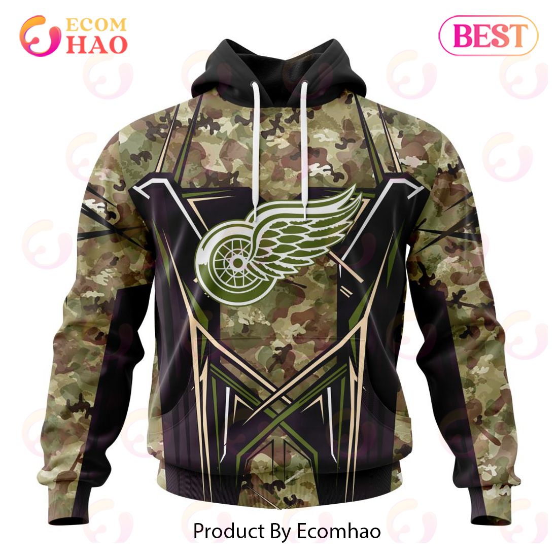 NHL Detroit Red Wings Special Camo Color 2023 Design 3D Hoodie