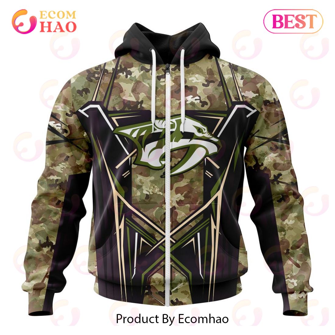 NHL Nashville Predators Special Camo Color 2023 Design 3D Hoodie