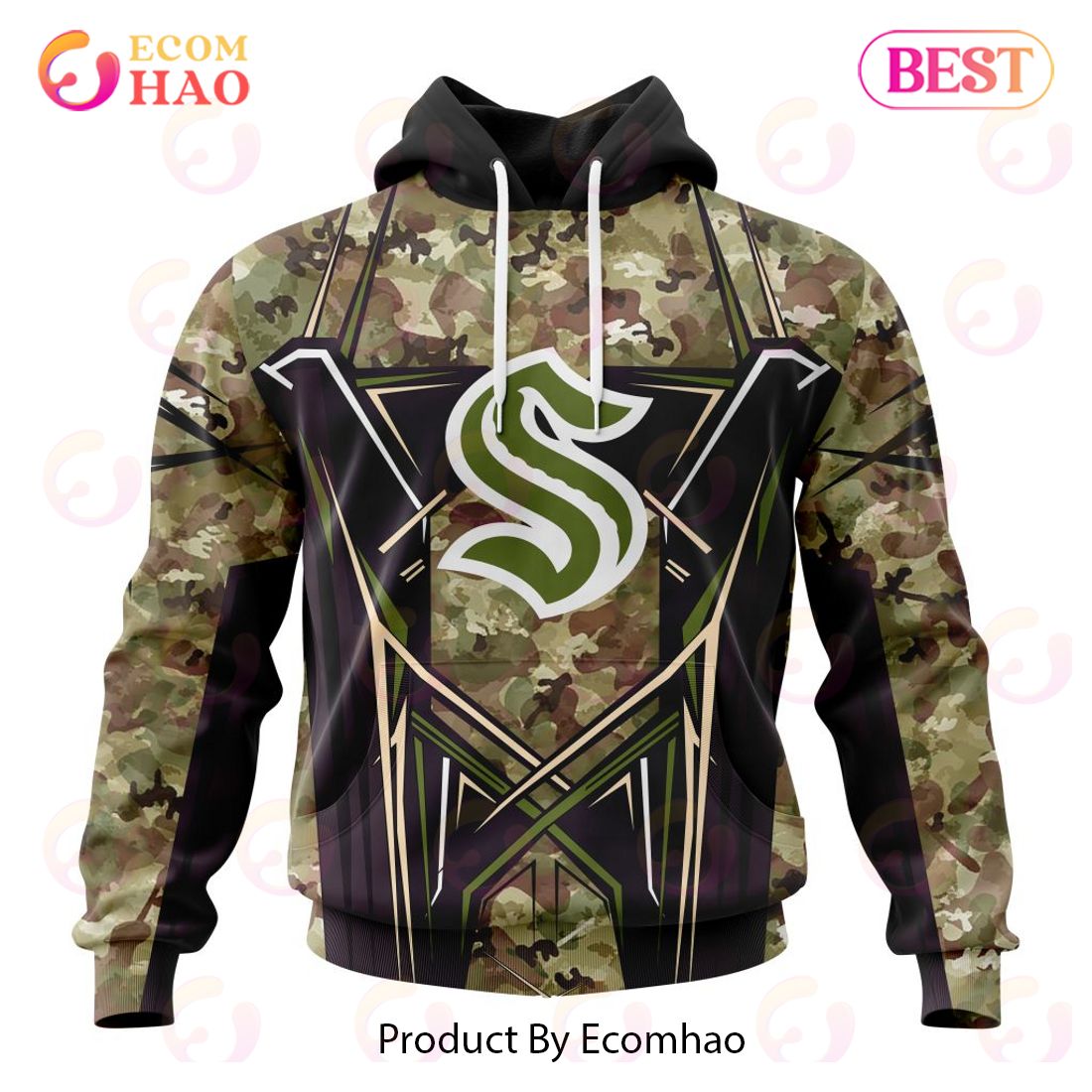 NHL Seattle Kraken Special Camo Color 2023 Design 3D Hoodie