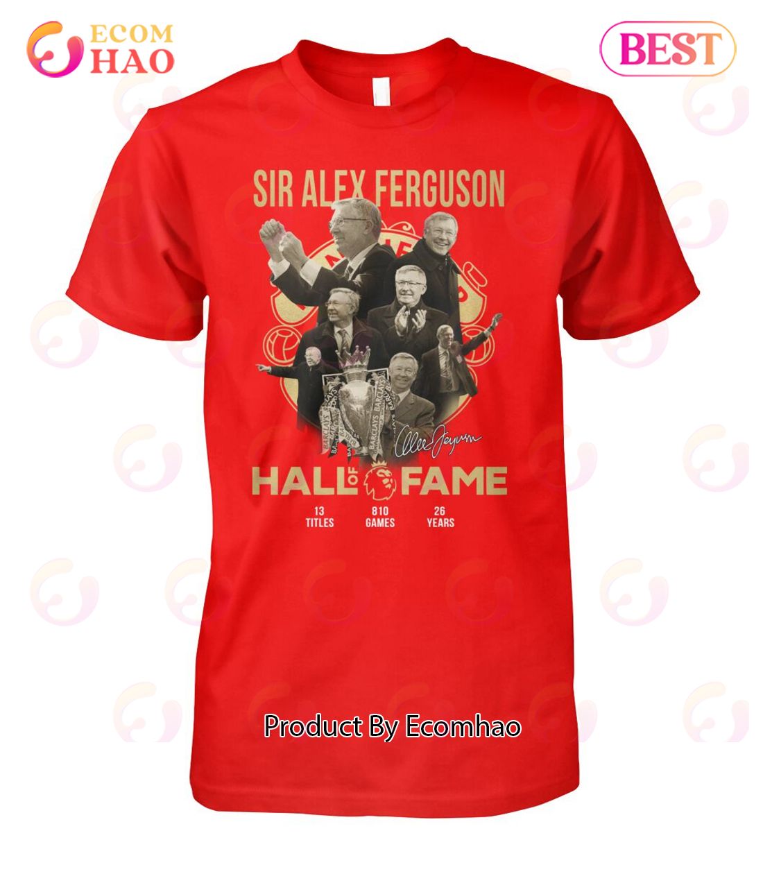 Sir Alex Ferguson Hall Of Fame Signature T-Shirt