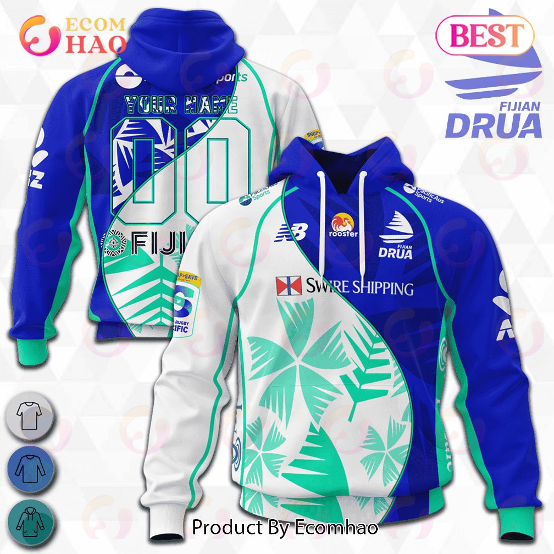 Fijian Drua Super Rugby Mix Jerseys 2023 Personalized 3D Hoodie