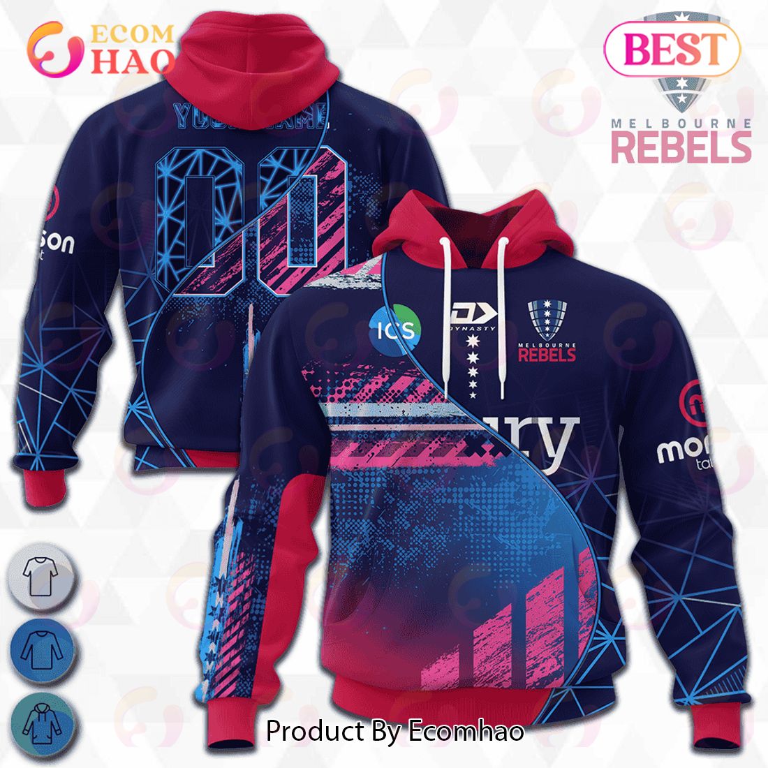 Melbourne Rebels Super Rugby Mix Jerseys 2023 Personalized 3D Hoodie