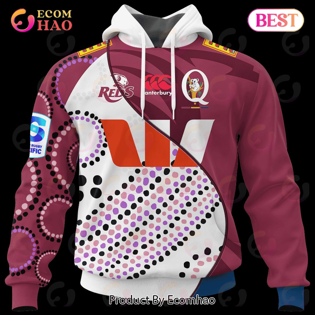 Queensland Reds Super Rugby Mix Jerseys 2023 Personalized 3D Hoodie