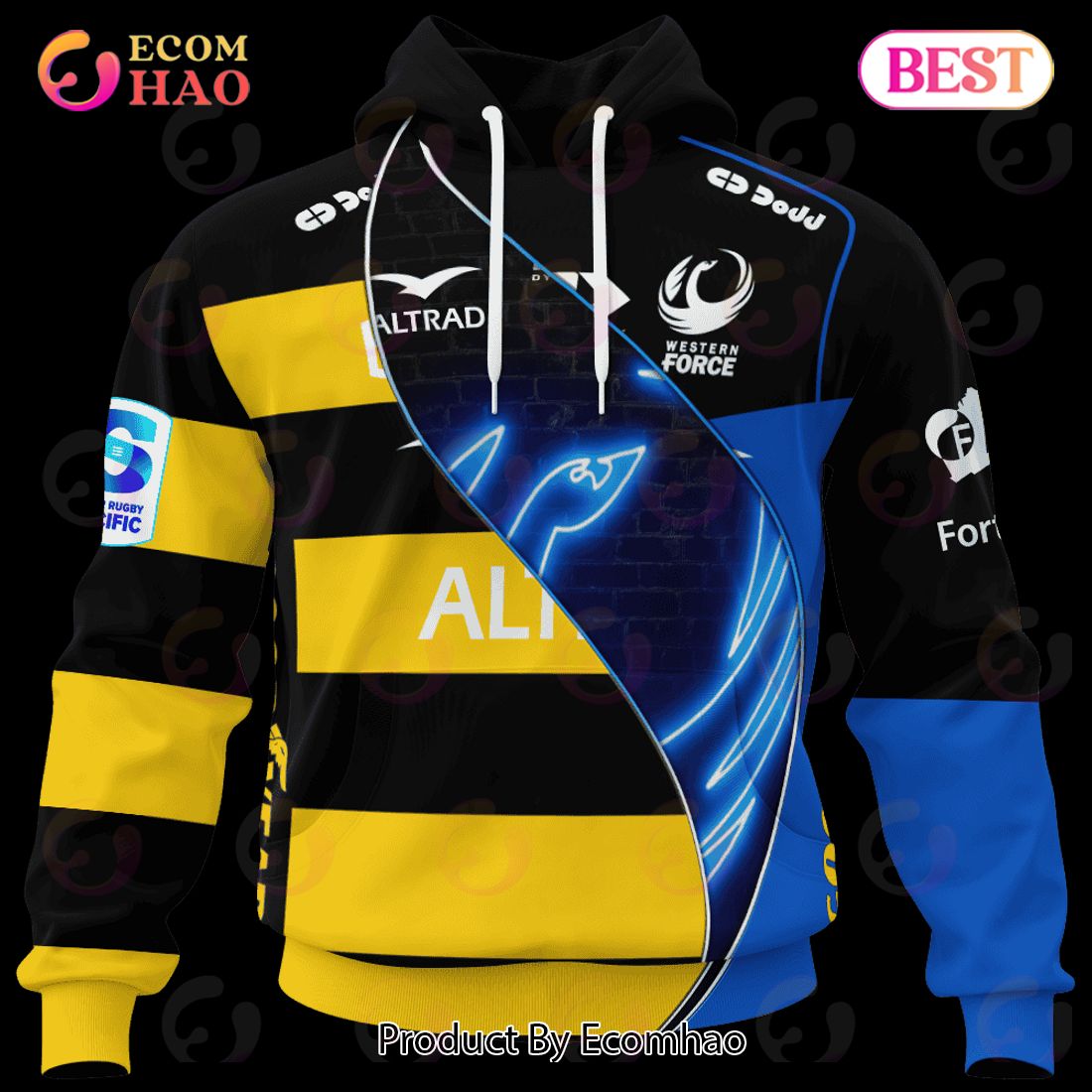 Western Force Super Rugby Mix Jerseys 2023 Personalized 3D Hoodie