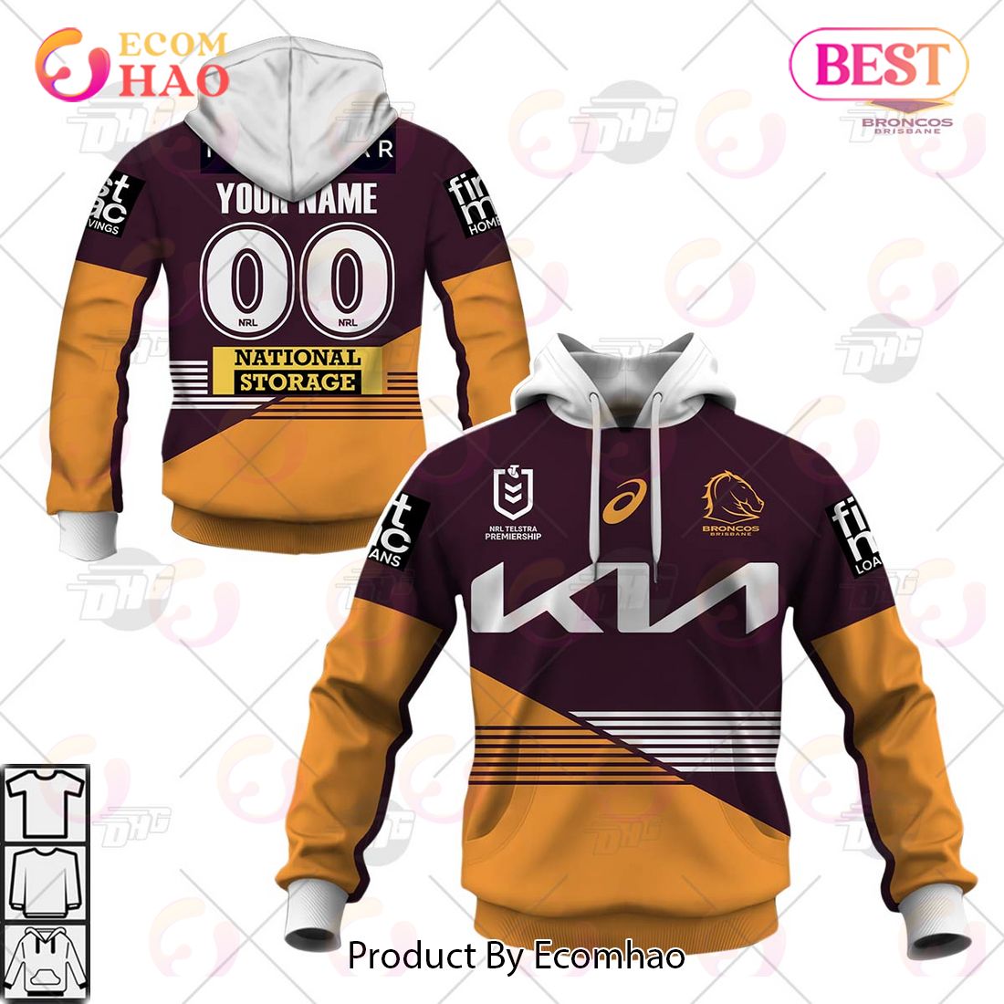 NRL Brisbane Broncos 2023 Home Jersey – Personalize Your Own New & Retro Sports Jerseys 3D Hoodie