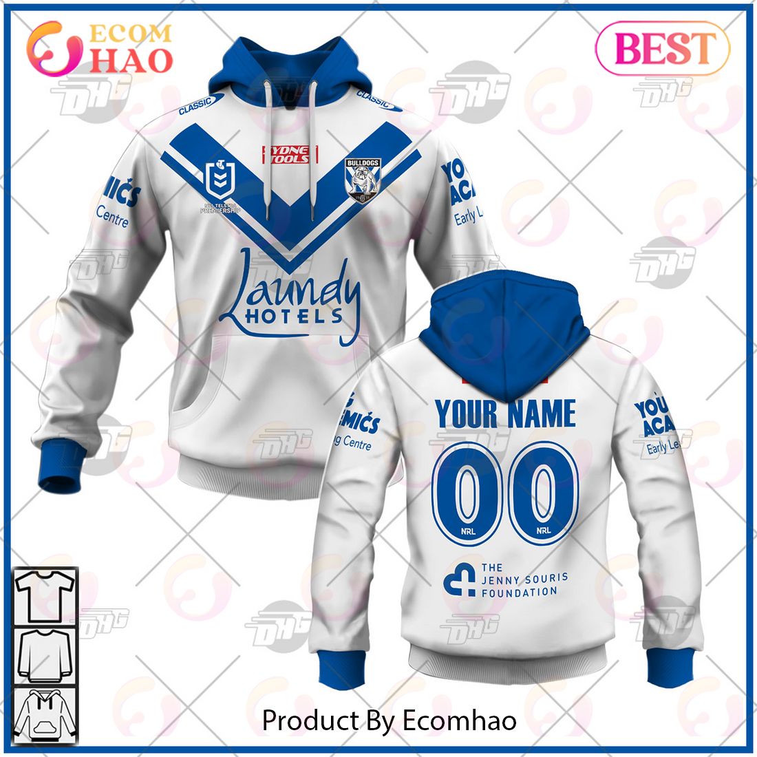 NRL Canterbury Bulldogs 2023 Home Jersey – Personalize Your Own New & Retro Sports Jerseys 3D Hoodie