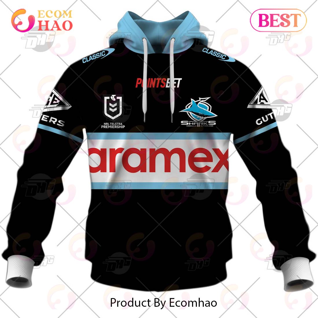 NRL Cronulla Sutherland Sharks 2023 Away Jersey – Personalize Your Own New & Retro Sports Jerseys 3D Hoodie