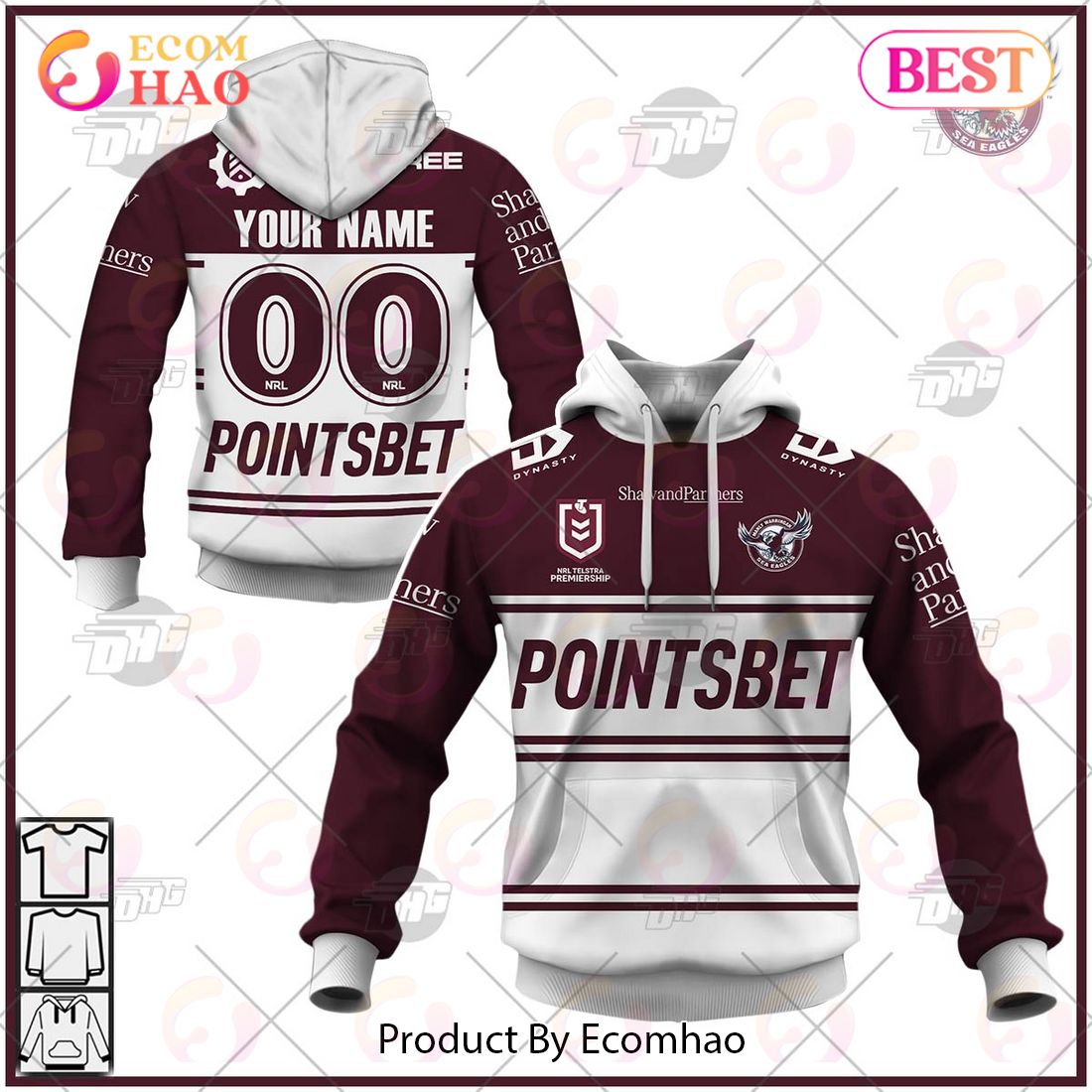 NRL Manly Warringah Sea Eagles 2023 Alternate Jersey – Personalize Your Own New & Retro Sports Jerseys 3D Hoodie