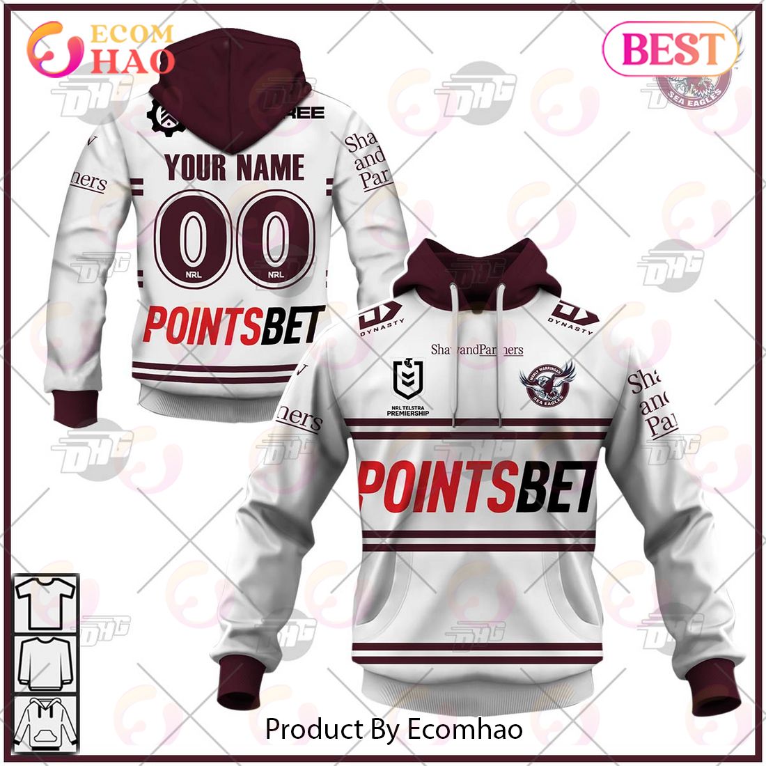 NRL Manly Warringah Sea Eagles 2023 Away Jersey – Personalize Your Own New & Retro Sports Jerseys 3D Hoodie