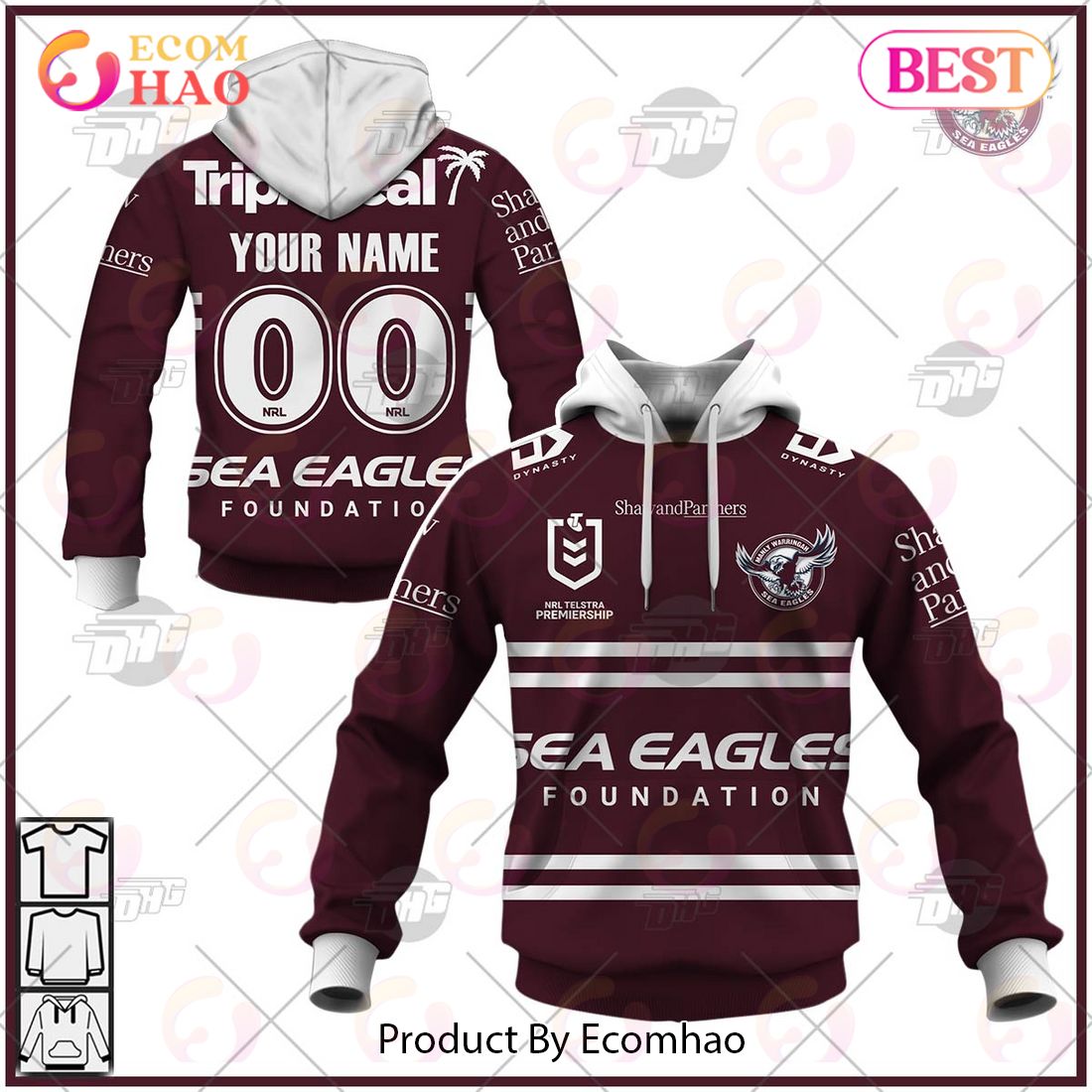 NRL Manly Warringah Sea Eagles 2023 Home Jersey – Personalize Your Own New & Retro Sports Jerseys 3D Hoodie