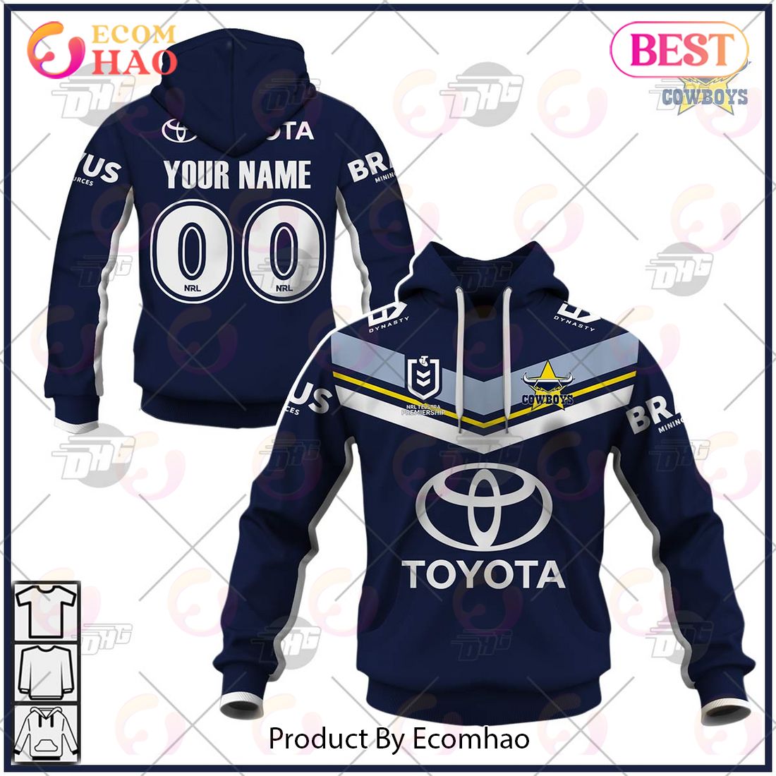 NRL North Queensland 2023 Home Jersey – Personalize Your Own New & Retro Sports Jerseys 3D Hoodie