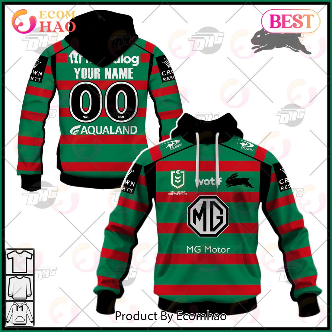 NRL South Sydney Rabbitohs 2023 Home Jersey – Personalize Your Own New & Retro Sports Jerseys 3D Hoodie