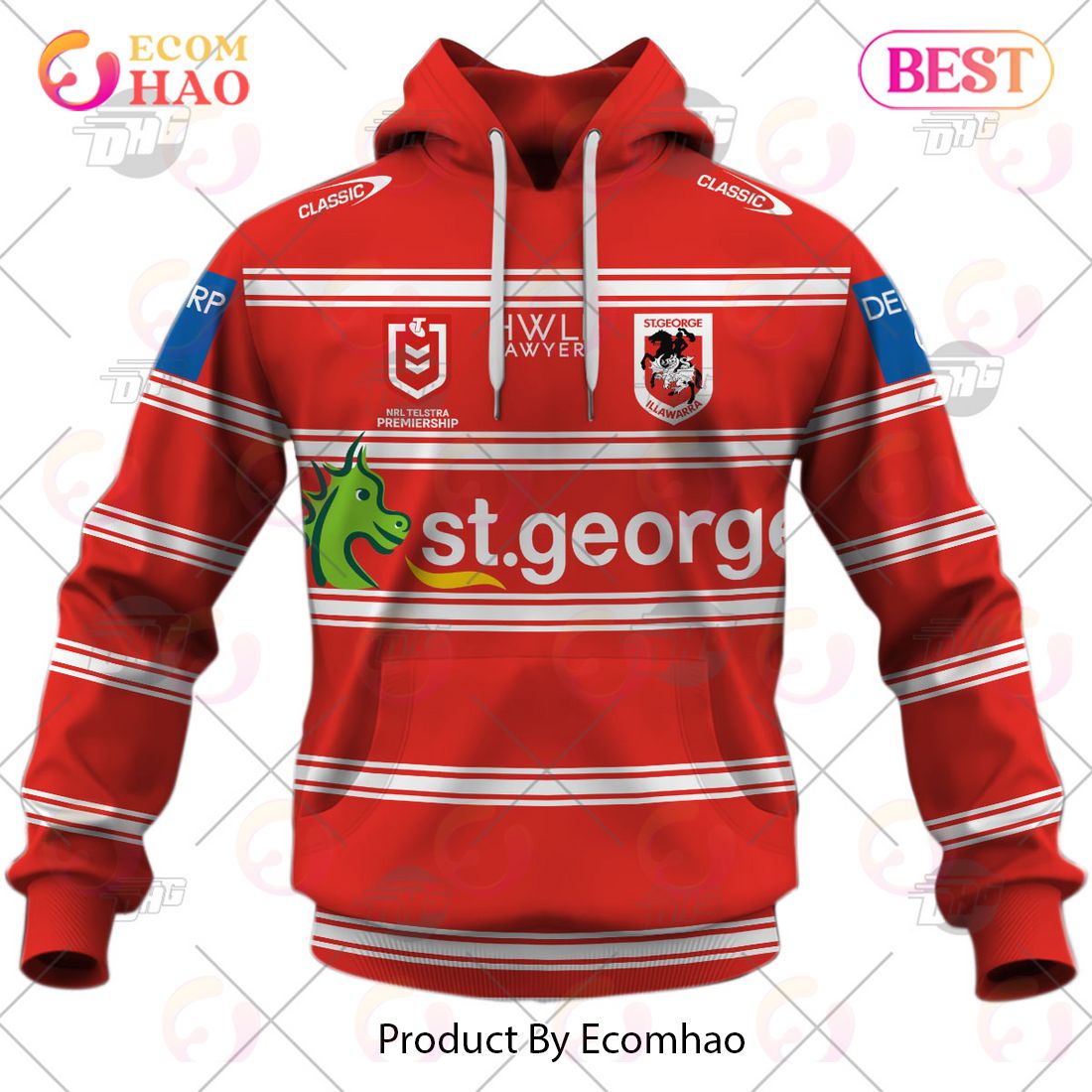 NRL St. George Illawarra Dragons 2023 Away Jersey – Personalize Your Own New & Retro Sports Jerseys 3D Hoodie