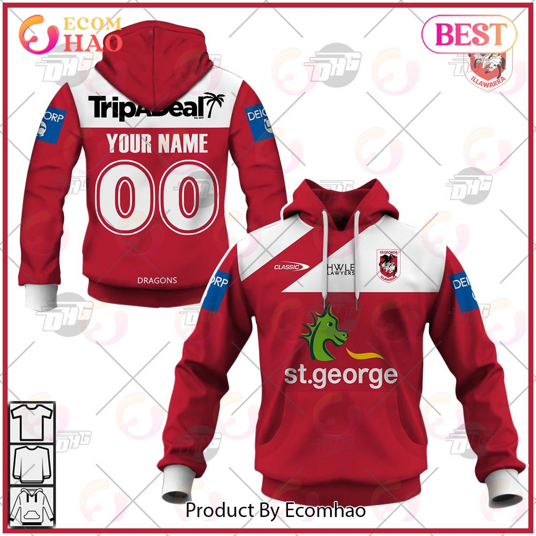 NRL St. George Illawarra Dragons 2023 Trainning Jersey – Personalize Your Own New & Retro Sports Jerseys 3D Hoodie