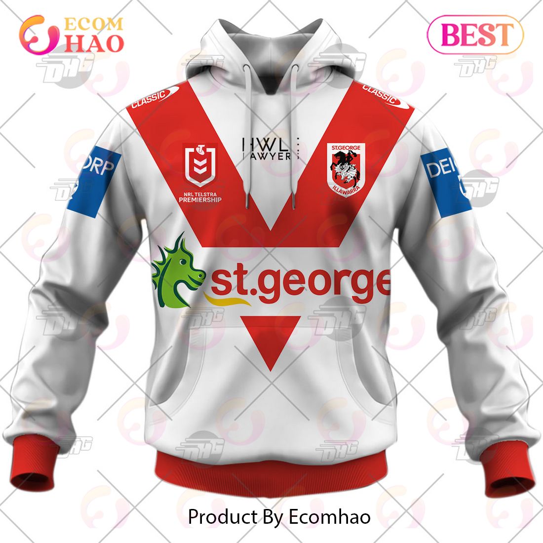 NRL St. George Illawarra Dragons 2023 Home Jersey – Personalize Your Own New & Retro Sports Jerseys 3D Hoodie