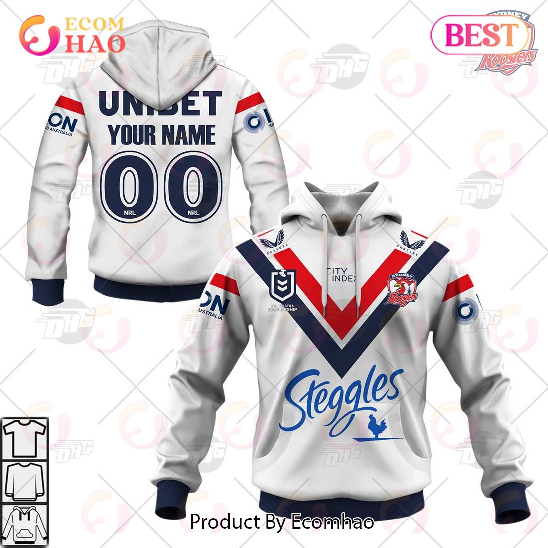 NRL Sydney Roosters 2023 Away Jersey – Personalize Your Own New & Retro Sports Jerseys 3D Hoodie