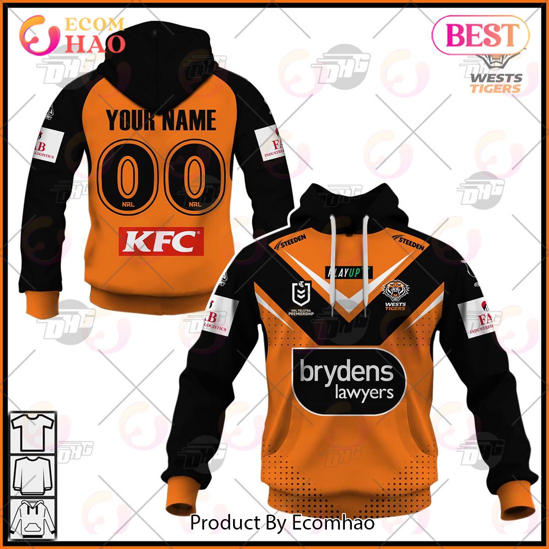 NRL Wests Tigers 2023 Away Jersey – Personalize Your Own New & Retro Sports Jerseys 3D Hoodie