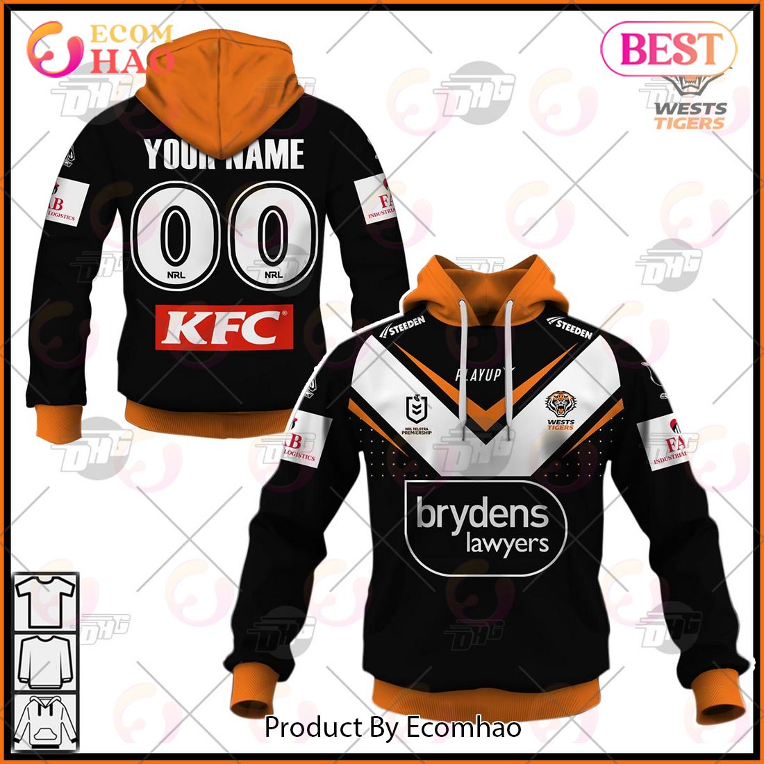 NRL Wests Tigers 2023 Home Jersey – Personalize Your Own New & Retro Sports Jerseys 3D Hoodie