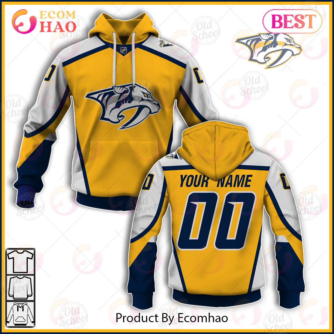 NHL Nashville Predators Reverse Retro Alternate Jersey – Personalize Your Own New & Retro Sports Jerseys 3D Hoodie