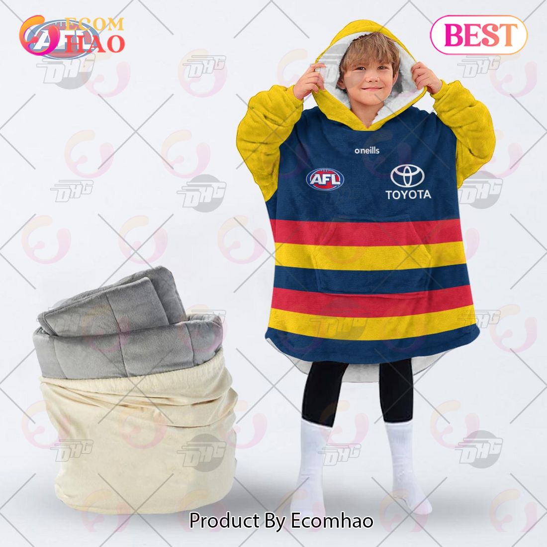 AFL Jersey Adelaide Football Club Oodie Blanket Hoodie Snuggie Hoodies – Personalize Your Own New & Retro Sports Jerseys