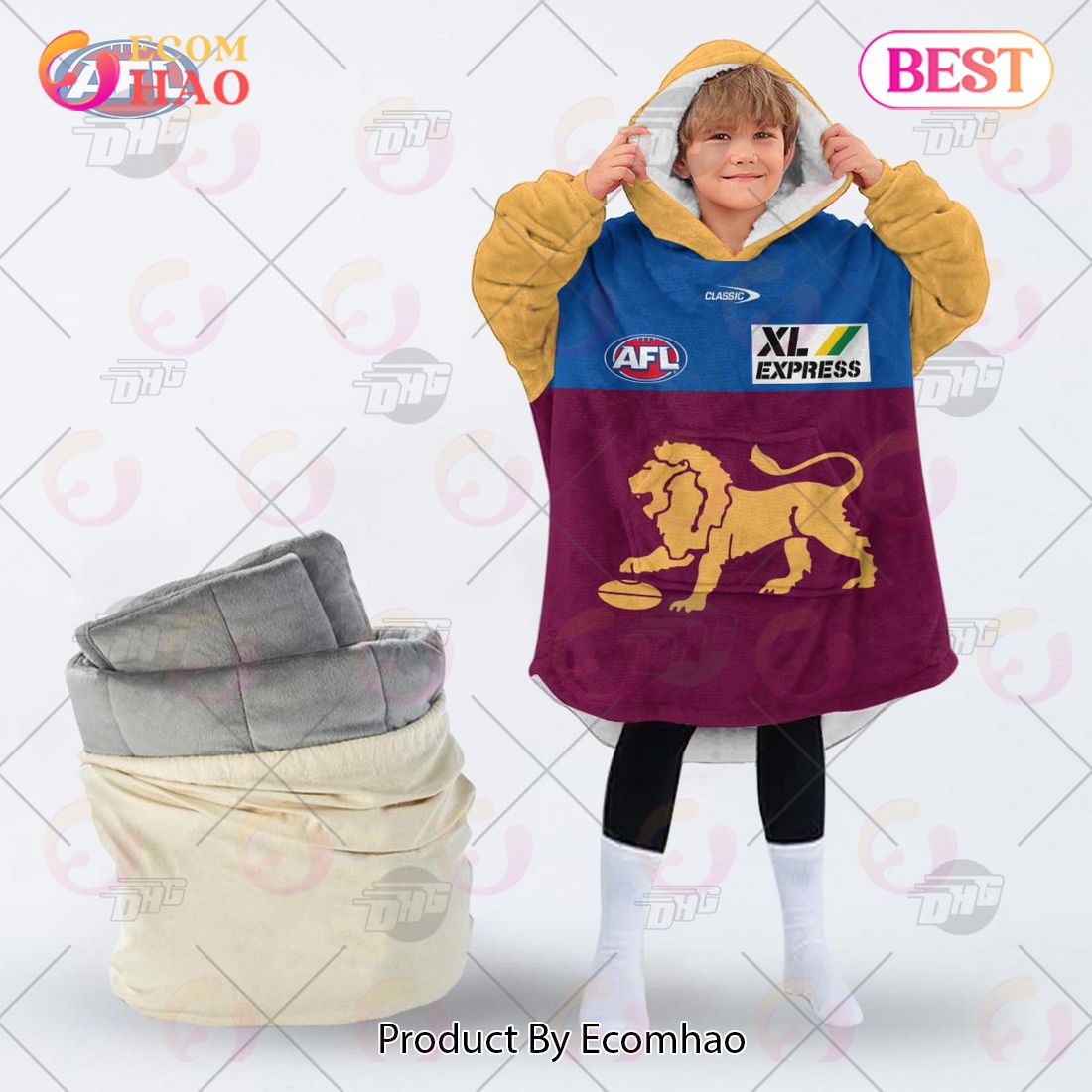 AFL Jersey Brisbane Lions Oodie Blanket Hoodie Snuggie Hoodies – Personalize Your Own New & Retro Sports Jerseys