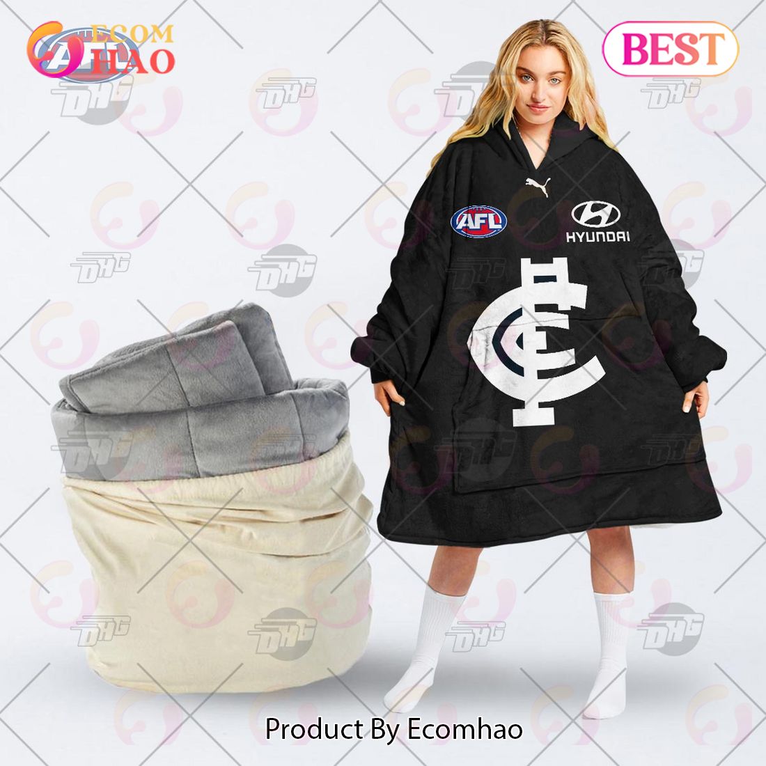 AFL Jersey Carlton Football Club Oodie Blanket Hoodie Snuggie Hoodies – Personalize Your Own New & Retro Sports Jerseys