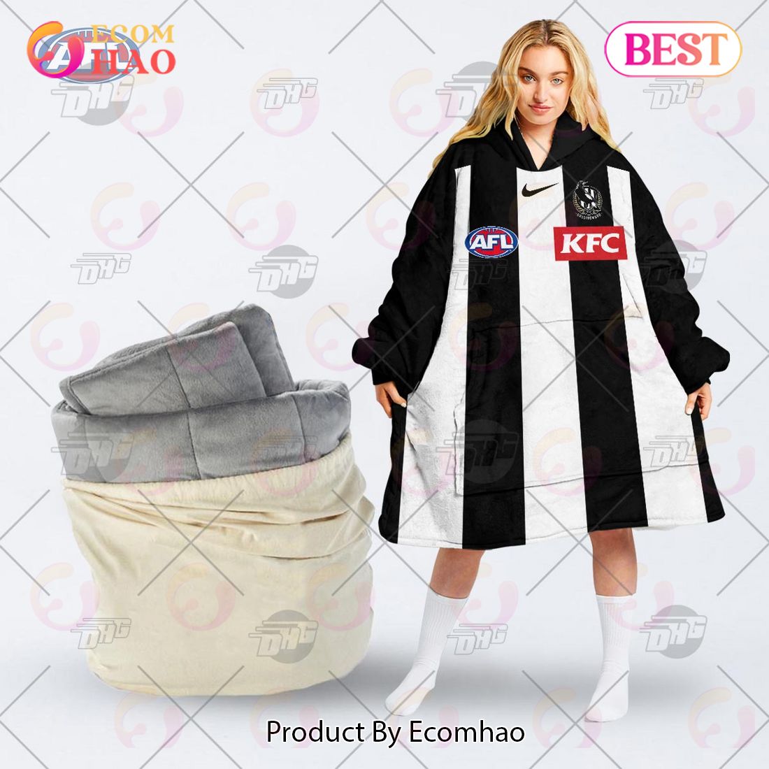 AFL Jersey Collingwood Football Club Oodie Blanket Hoodie Snuggie Hoodies – Personalize Your Own New & Retro Sports Jerseys