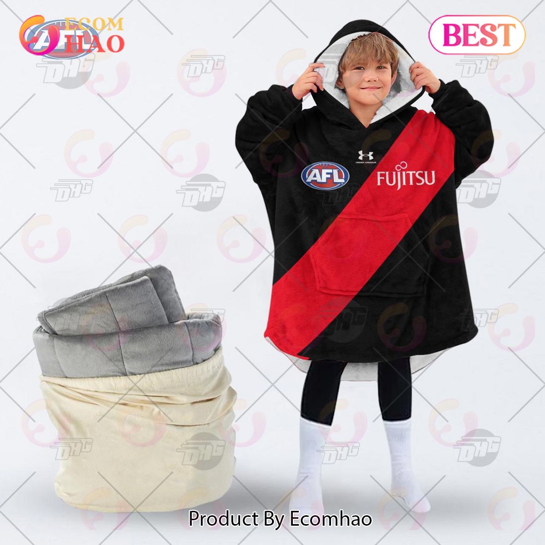 AFL Jersey Essendon Football Club Oodie Blanket Hoodie Snuggie Hoodies – Personalize Your Own New & Retro Sports Jerseys