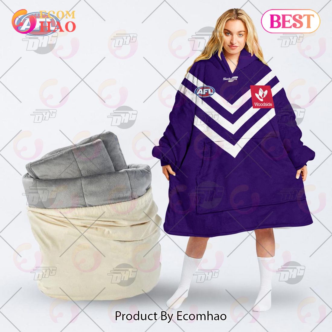 AFL Jersey Fremantle Football Club Oodie Blanket Hoodie Snuggie Hoodies – Personalize Your Own New & Retro Sports Jerseys