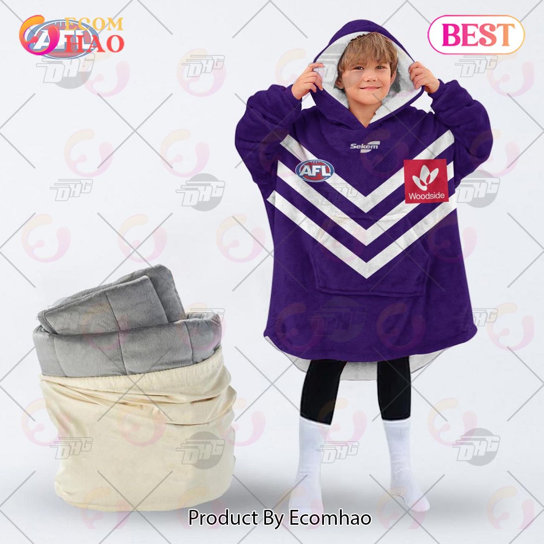 AFL Jersey Fremantle Football Club Oodie Blanket Hoodie Snuggie Hoodies – Personalize Your Own New & Retro Sports Jerseys