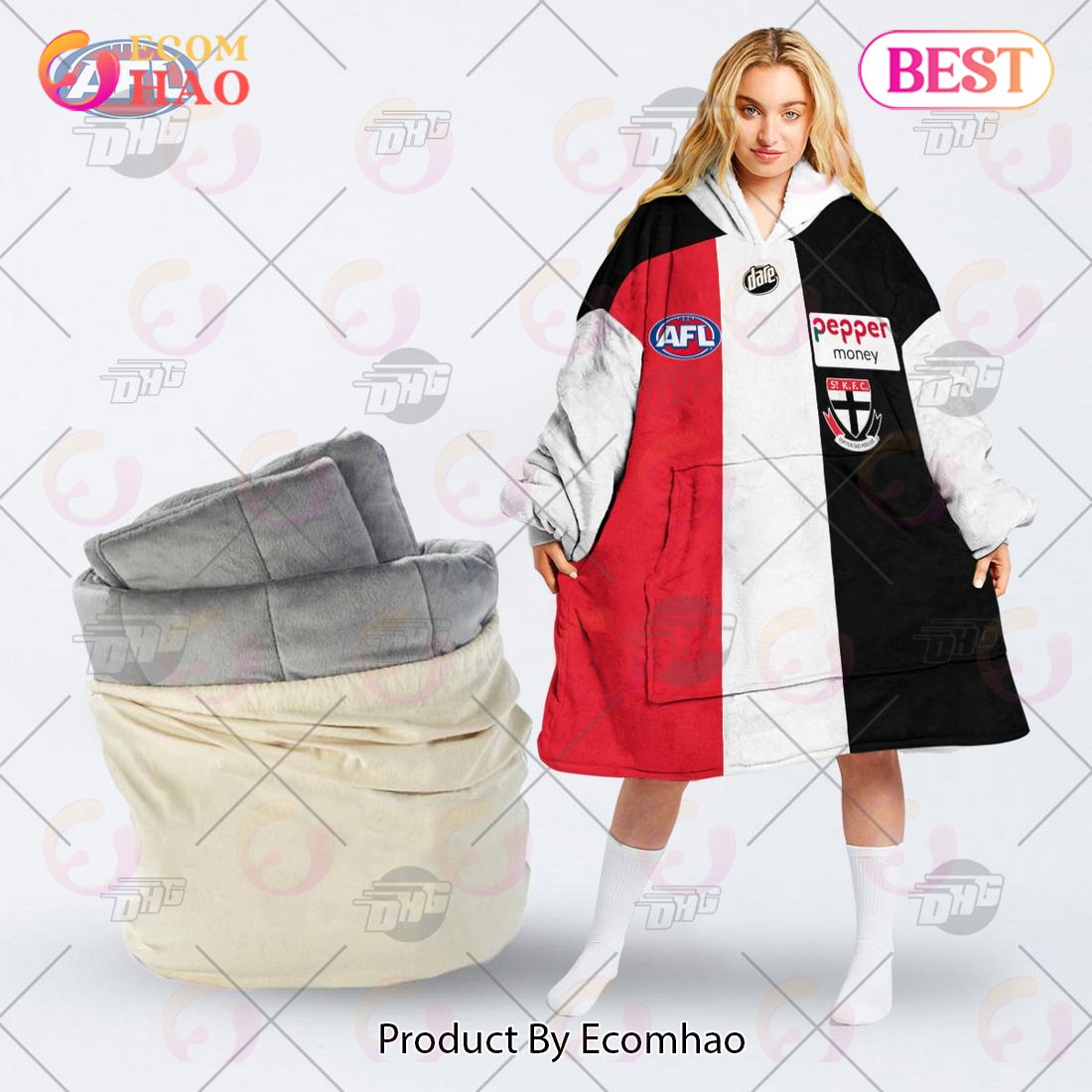 AFL Jersey St Kilda Football Club Oodie Blanket Hoodie Snuggie Hoodies – Personalize Your Own New & Retro Sports Jerseys