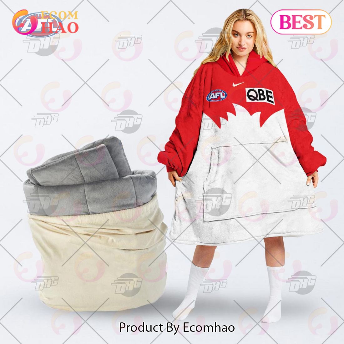 AFL Jersey Sydney Swans Oodie Blanket Hoodie Snuggie Hoodies – Personalize Your Own New & Retro Sports Jerseys