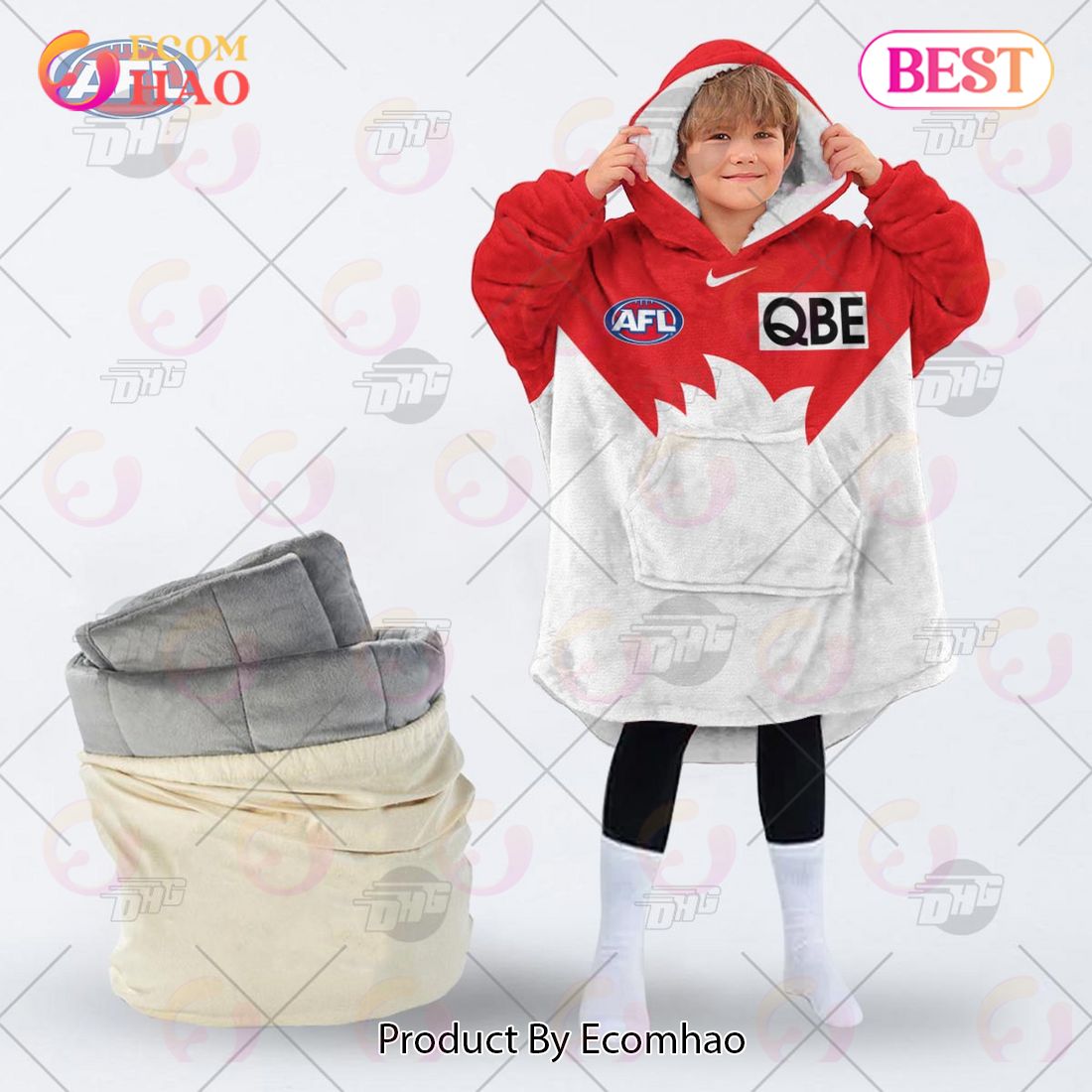 AFL Jersey Sydney Swans Oodie Blanket Hoodie Snuggie Hoodies – Personalize Your Own New & Retro Sports Jerseys