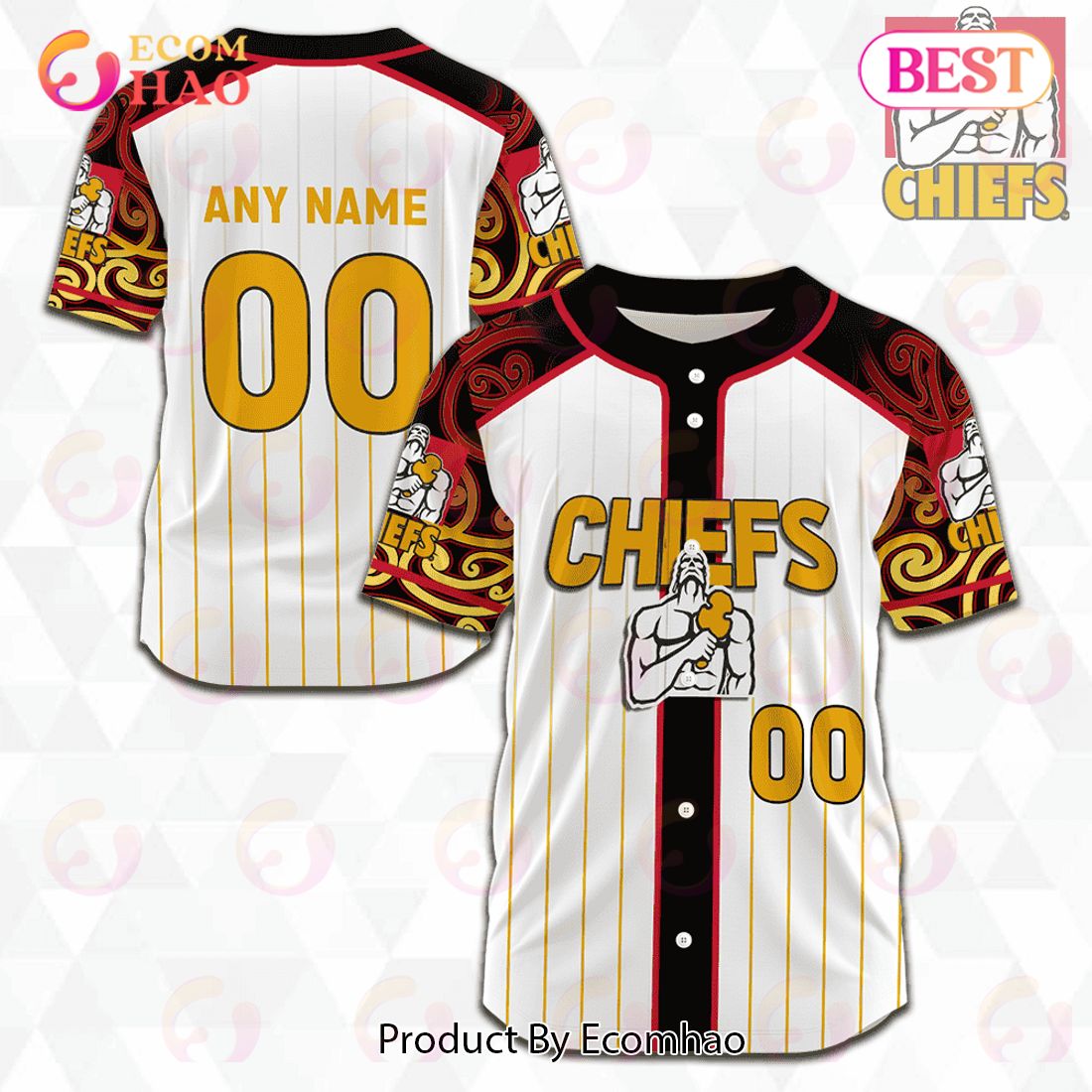 Super Rugby Custom Name Chiefs Logo Red Baseball Jersey Shirt For