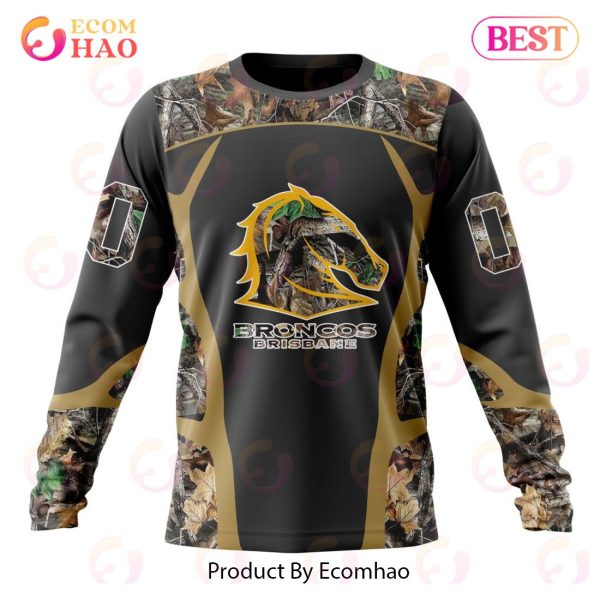 NRL Brisbane Broncos Special Camo Hunting Design 3D Hoodie