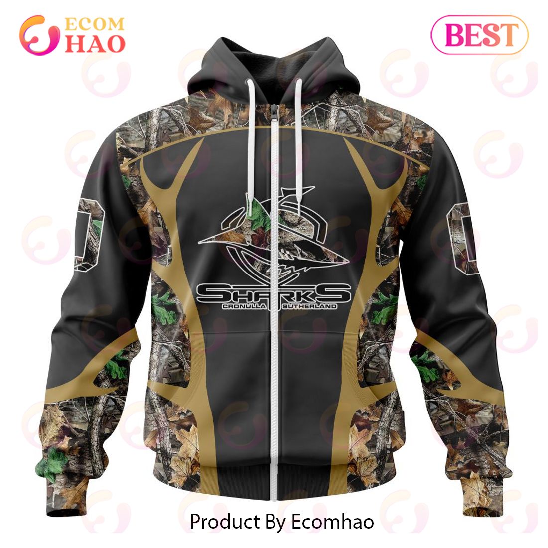 NRL Cronulla-Sutherland Sharks Special Camo Hunting Design 3D Hoodie