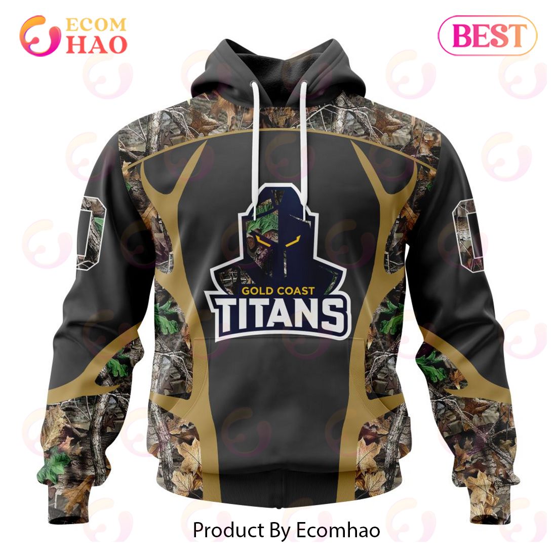 NRL Gold Coast Titans Special Camo Hunting Design 3D Hoodie