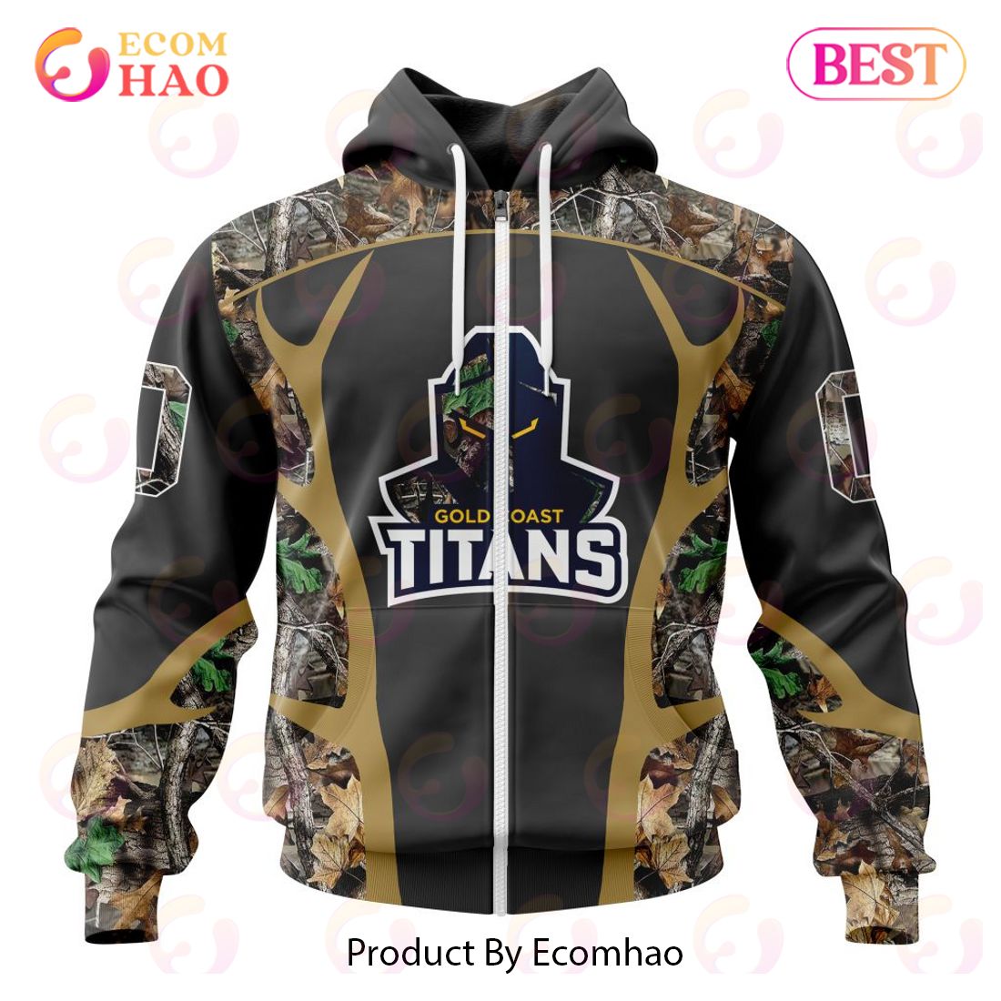 NRL Gold Coast Titans Special Camo Hunting Design 3D Hoodie