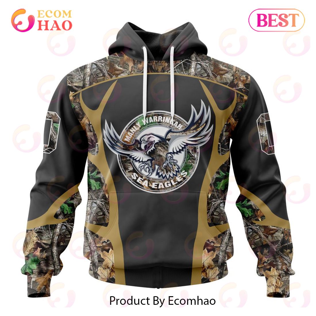 NRL Manly Warringah Sea Eagles Special Camo Hunting Design 3D Hoodie