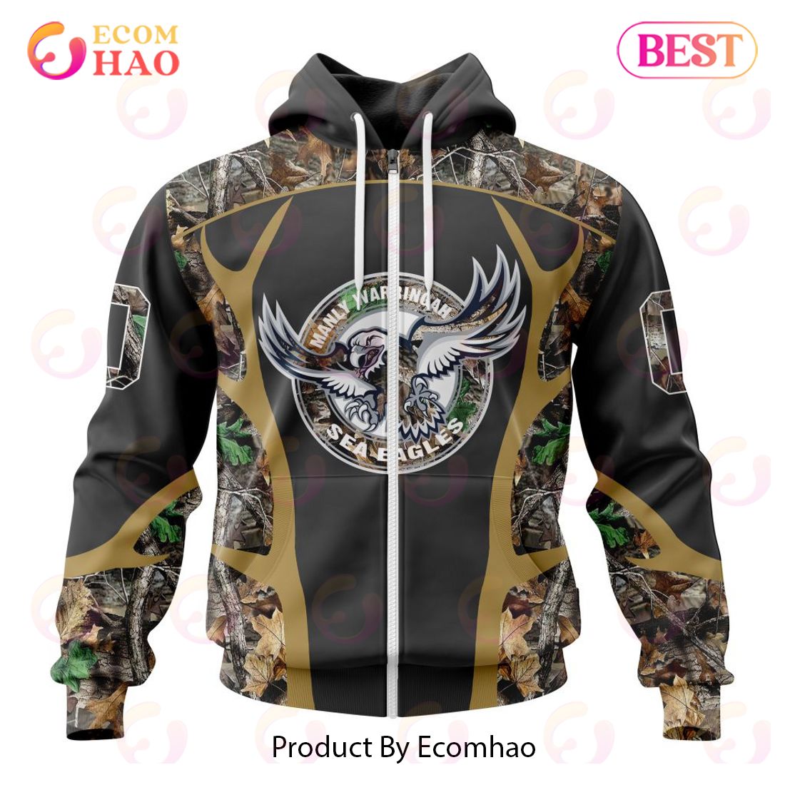 NRL Manly Warringah Sea Eagles Special Camo Hunting Design 3D Hoodie