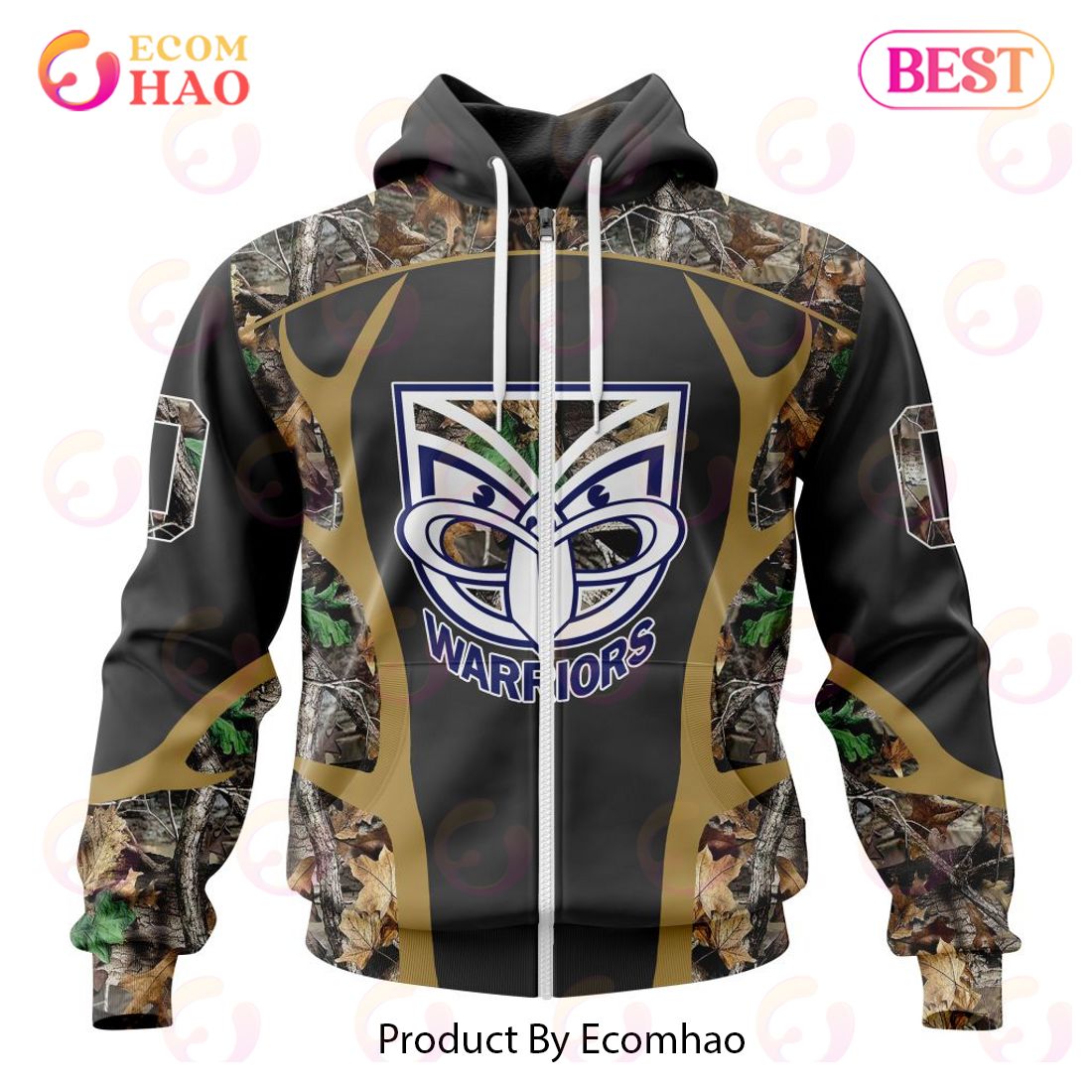 NRL New Zealand Warriors Special Camo Hunting Design 3D Hoodie