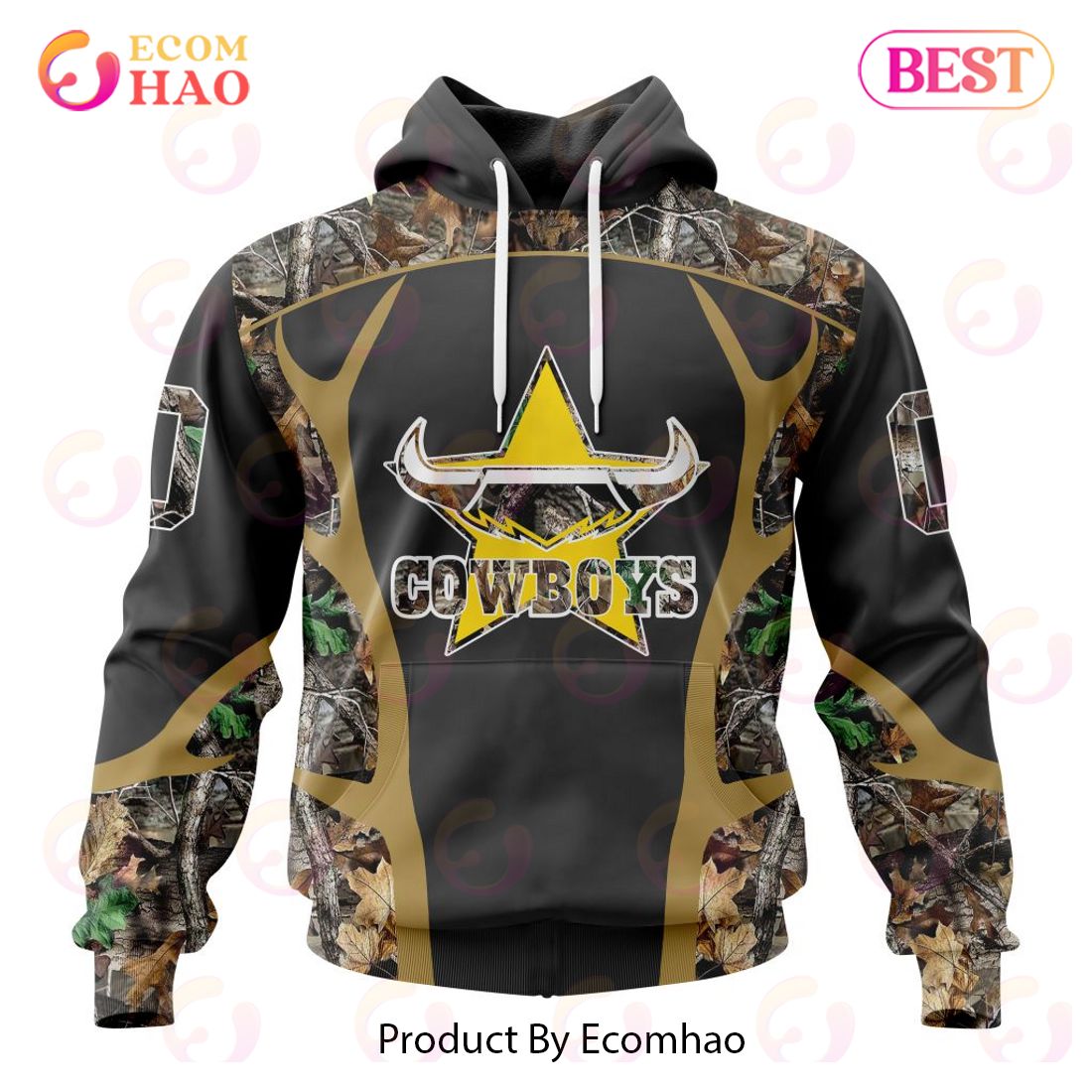 NRL North Queensland Cowboys Special Camo Hunting Design 3D Hoodie