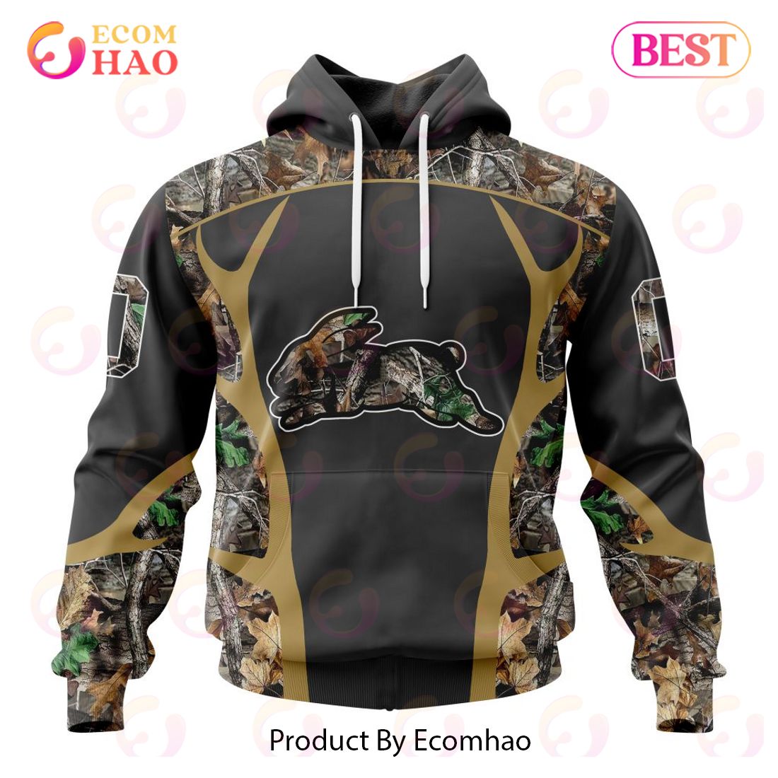 NRL South Sydney Rabbitohs Special Camo Hunting Design 3D Hoodie