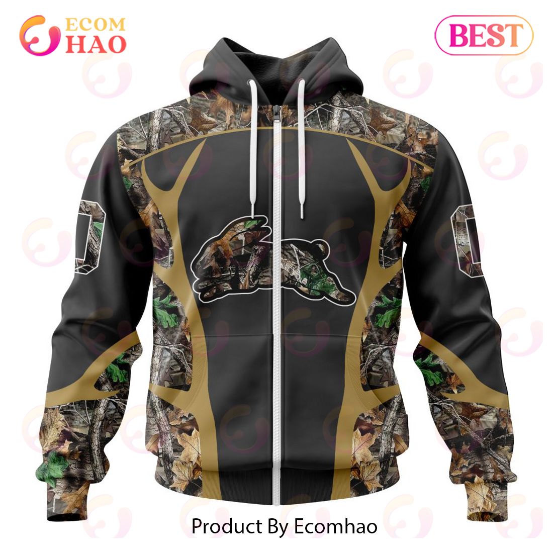 NRL South Sydney Rabbitohs Special Camo Hunting Design 3D Hoodie